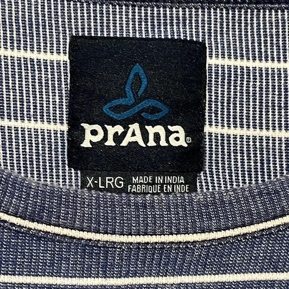 prAna‎ | Men’s blue & white striped long sleeve knit shirt size XL - Picture 2 of 6